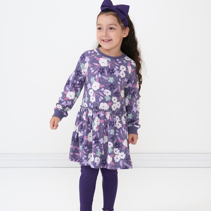 Play Little Sleepies Dresses | Sugar Plum Floral Long Sleeve Drop Waist Dress Main Section