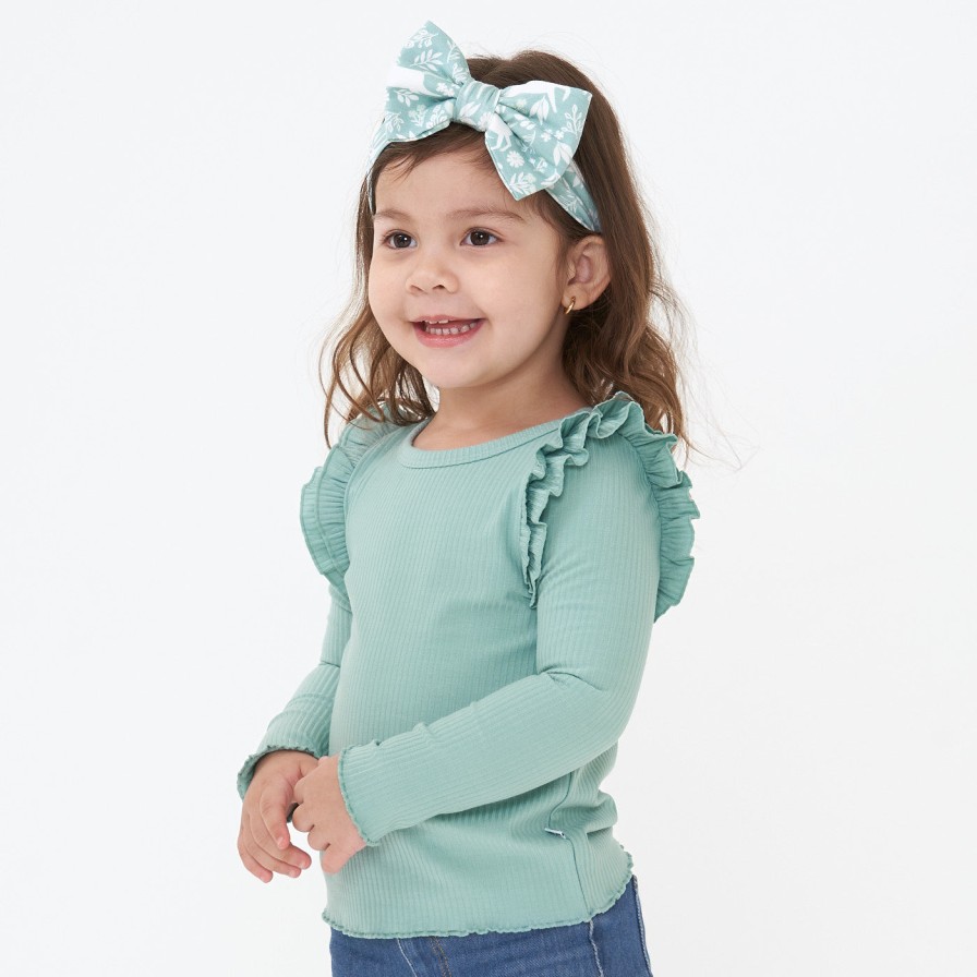 Play Little Sleepies Tops & Sweaters | Aqua Mist Long Sleeve Flutter Lettuce Tee Main Section