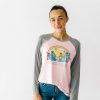 Adult Little Sleepies Women'S Pajamas | Sesame Street Pink Women'S Raglan Tee Main Section