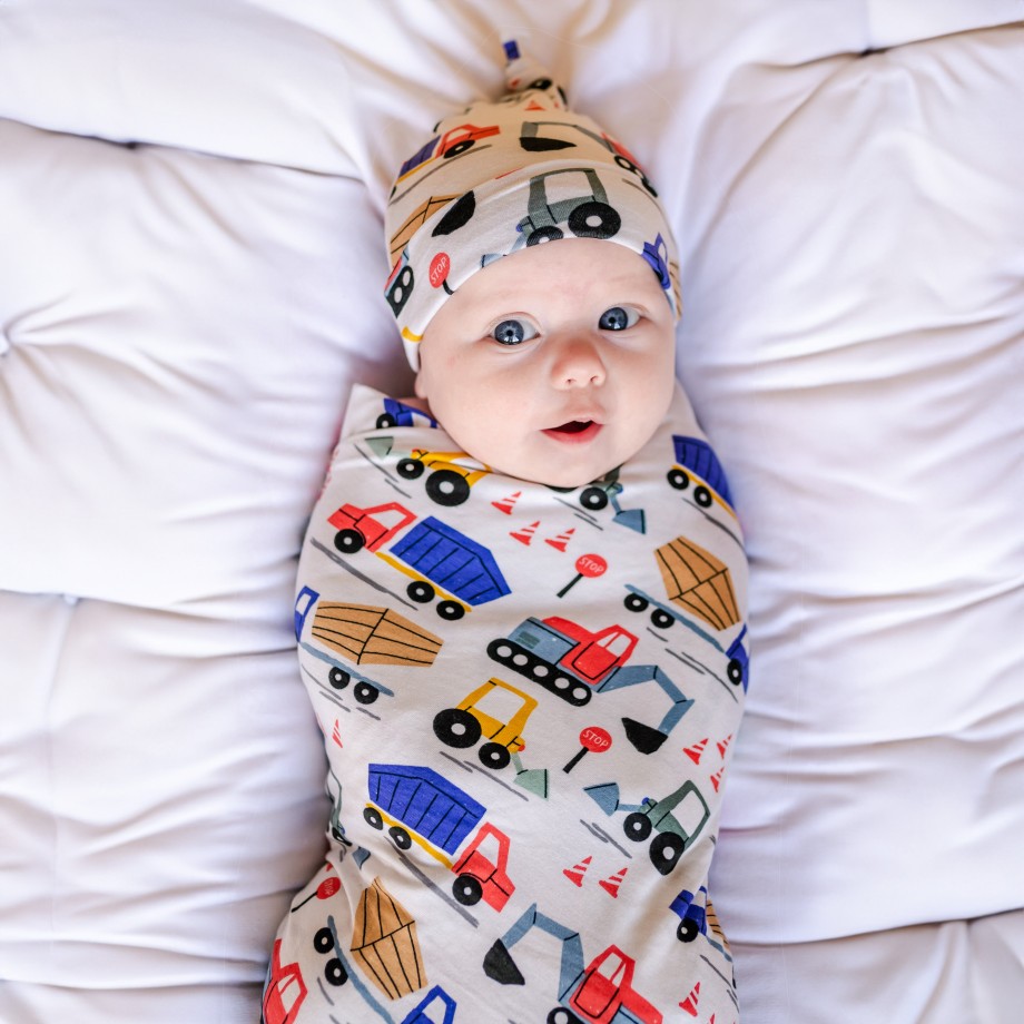 Sleep Little Sleepies Layette | Construction Swaddle & Hat Set Main Section