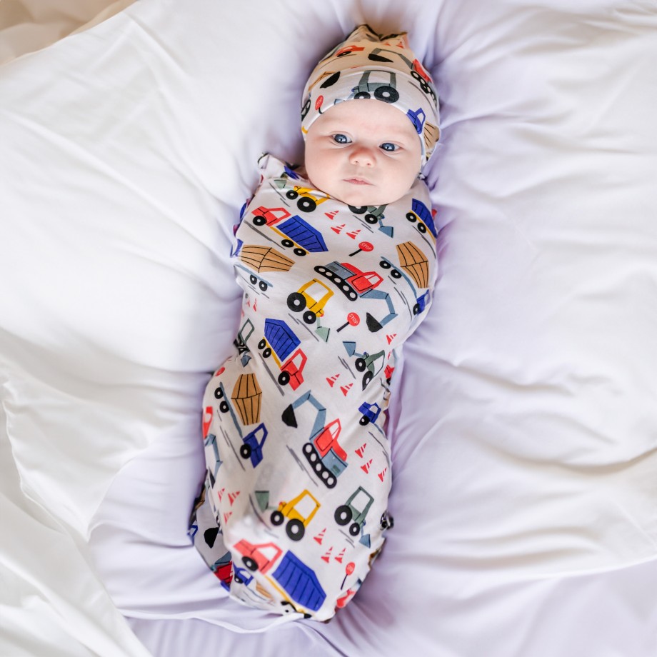 Sleep Little Sleepies Layette | Construction Swaddle & Hat Set Main Section