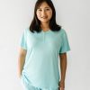 Adult Little Sleepies Women'S Pajamas | Aquamarine Women'S Short Sleeve Bamboo Viscose Pajama Top Main Section